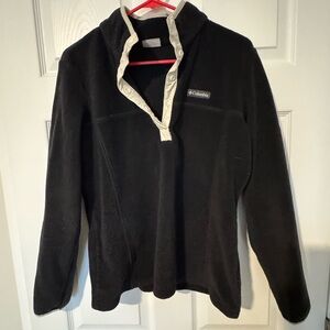 Columbia Black Fleece Pullover with Cream Snap Trim